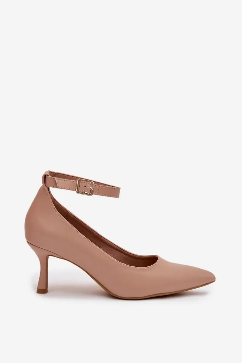 Czółenka Klasyczne>Boto Szpilki Czółenka Z Paskiem Ciemnobeżowe Perrine Beżowy