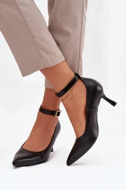 Best Szpilki Czółenka Z Paskiem Czarne Perrine Damskie Czółenka Klasyczne