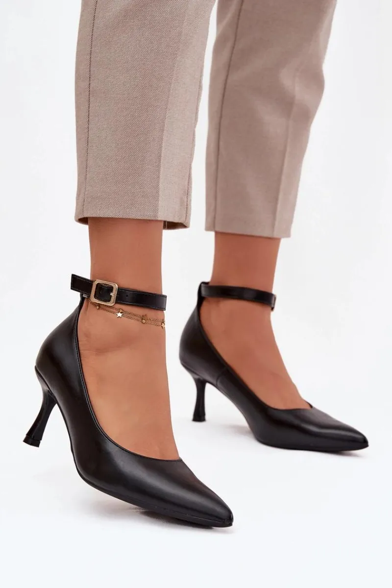 Best Szpilki Czółenka Z Paskiem Czarne Perrine Damskie Czółenka Klasyczne