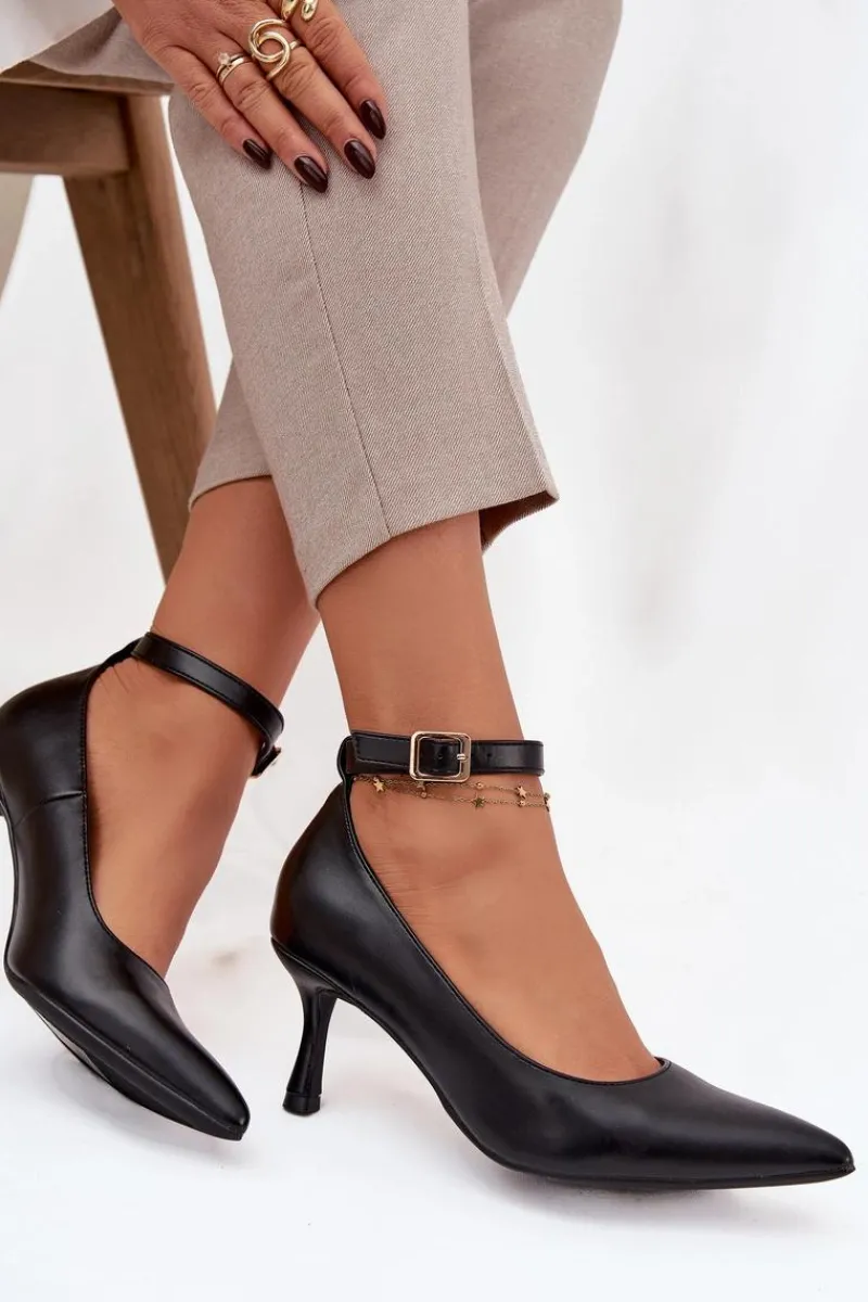 Best Szpilki Czółenka Z Paskiem Czarne Perrine Damskie Czółenka Klasyczne