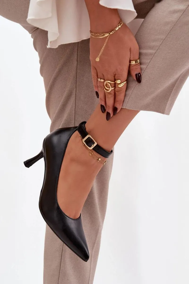 Best Szpilki Czółenka Z Paskiem Czarne Perrine Damskie Czółenka Klasyczne