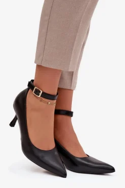 Best Szpilki Czółenka Z Paskiem Czarne Perrine Damskie Czółenka Klasyczne