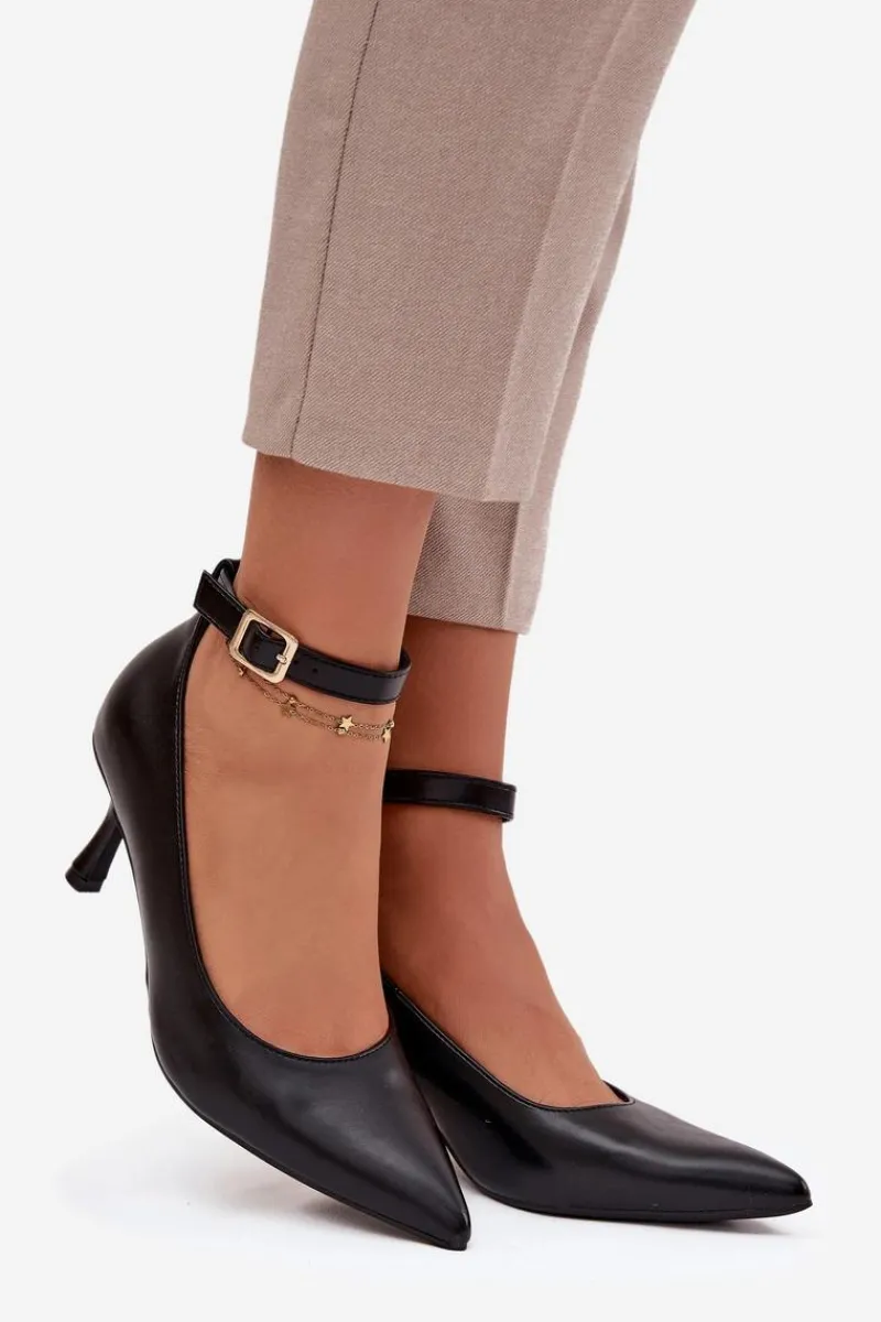 Best Szpilki Czółenka Z Paskiem Czarne Perrine Damskie Czółenka Klasyczne