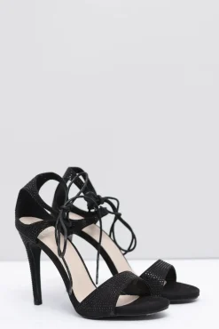 Sandały Na Obcasie>Boto Szpilki Damskie Czarne z Cyrkoniami Belona