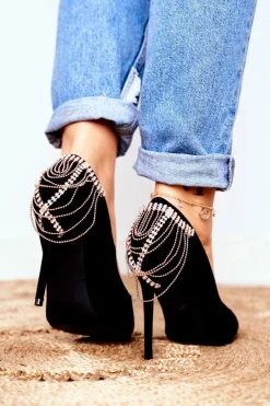 Hot Boto Szpilki Damskie Czarne Zamszowe Imprezowe Pacardo