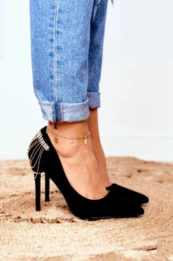 Hot Boto Szpilki Damskie Czarne Zamszowe Imprezowe Pacardo