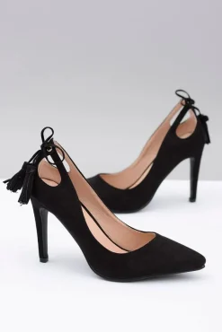 Outlet Szpilki damskie Lu Boo Czarne Zamszowe Loona Damskie Szpilki Zamszowe