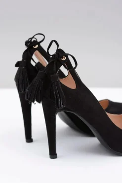 Outlet Szpilki damskie Lu Boo Czarne Zamszowe Loona Damskie Szpilki Zamszowe