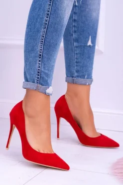 Online Boto Szpilki damskie Lu Boo Zamszowe Czerwone W Szpic Fione