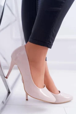 Outlet Szpilki damskie Sergio Leone Lakierowane Beżowe Greca Damskie Szpilki Lakierowane|Czółenka Klasyczne