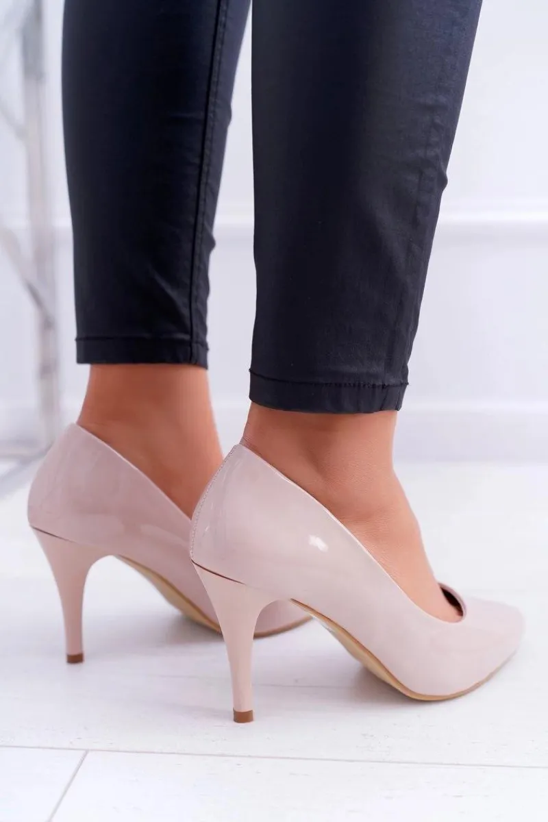 Outlet Szpilki damskie Sergio Leone Lakierowane Beżowe Greca Damskie Szpilki Lakierowane|Czółenka Klasyczne