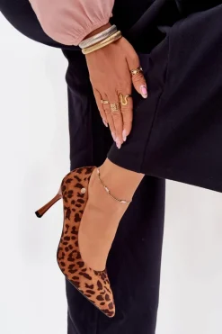 Hot Buty damskie Vinceza Szpilki Damskie W Panterkę Vinceza 62264 Brązowe