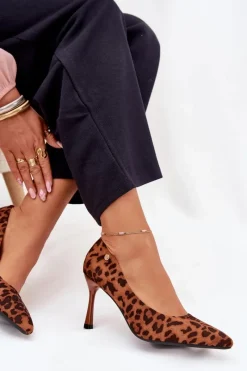 Hot Buty damskie Vinceza Szpilki Damskie W Panterkę Vinceza 62264 Brązowe