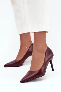 Czółenka Klasyczne>Boto Szpilki Damskie Z Eko Skóry Bordowe Sivana