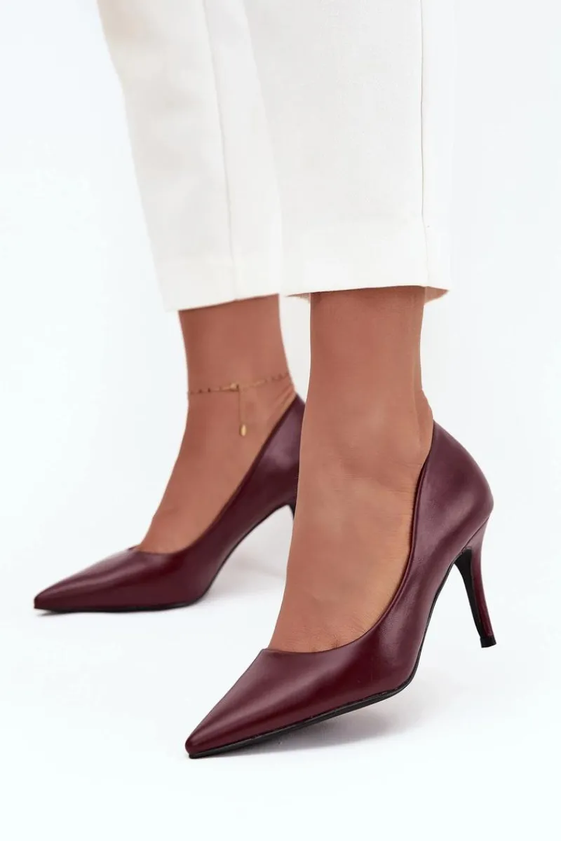 Czółenka Klasyczne>Boto Szpilki Damskie Z Eko Skóry Bordowe Sivana