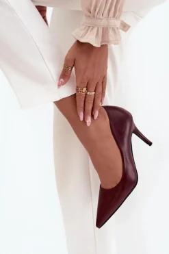 Czółenka Klasyczne>Boto Szpilki Damskie Z Eko Skóry Bordowe Sivana