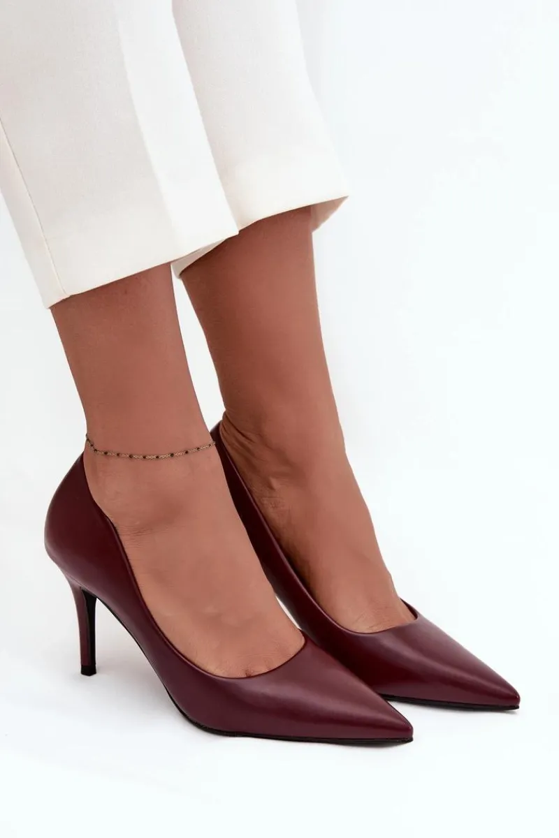 Czółenka Klasyczne>Boto Szpilki Damskie Z Eko Skóry Bordowe Sivana