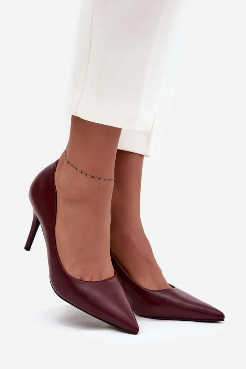 Czółenka Klasyczne>Boto Szpilki Damskie Z Eko Skóry Bordowe Sivana