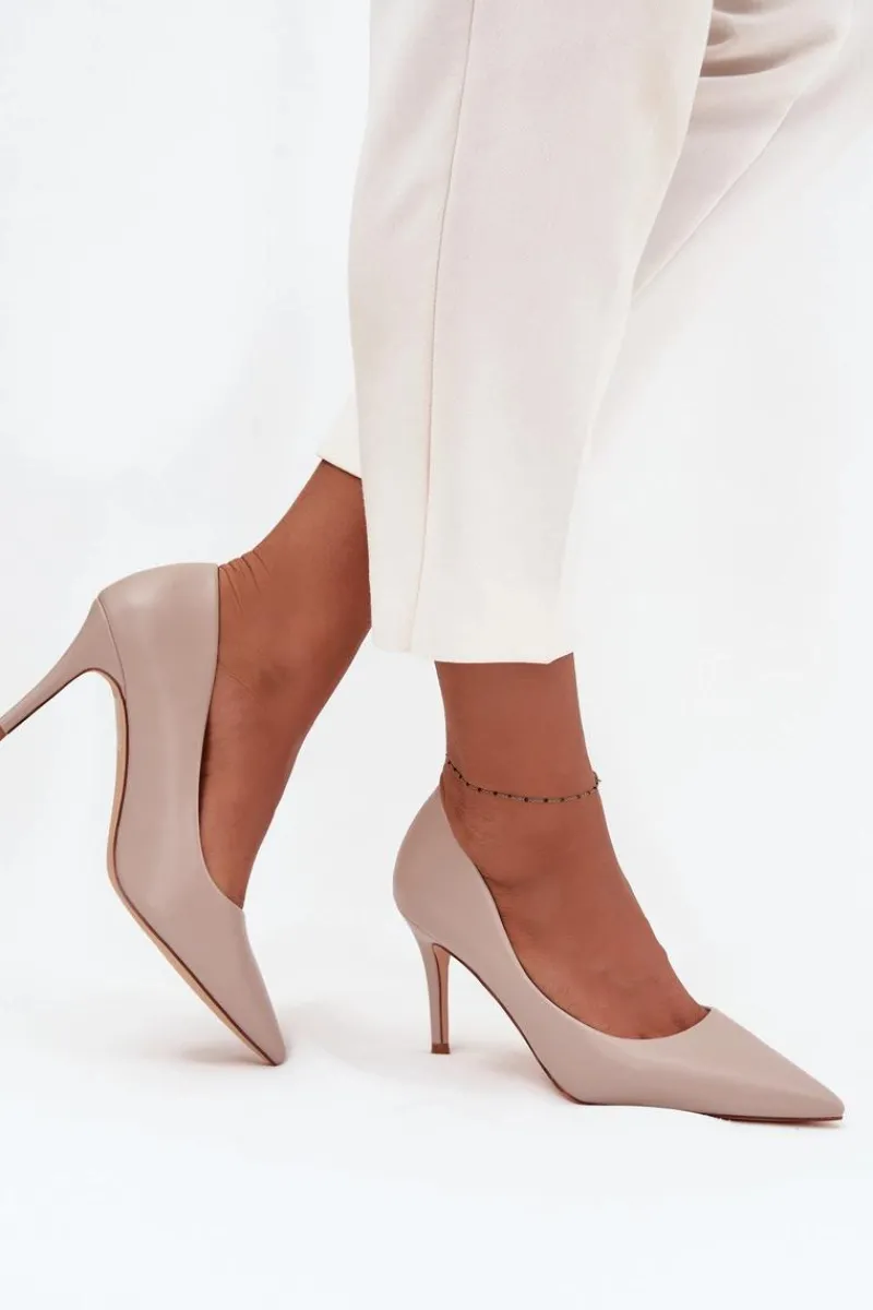 Clearance Szpilki Damskie Z Eko Skóry Beżowe Sivana Damskie Czółenka Klasyczne