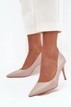 Clearance Szpilki Damskie Z Eko Skóry Beżowe Sivana Damskie Czółenka Klasyczne