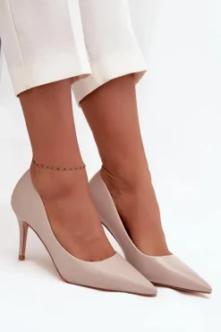 Clearance Szpilki Damskie Z Eko Skóry Beżowe Sivana Damskie Czółenka Klasyczne