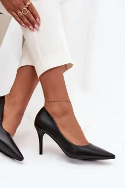Czółenka Klasyczne>Boto Szpilki Damskie Z Eko Skóry Czarne Sivana Czarny