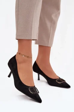 Online Boto Szpilki Damskie Z Ozdobnym Detalem Czarne Amelora Czarny