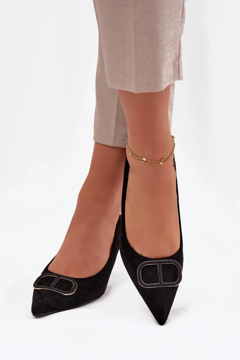 Online Boto Szpilki Damskie Z Ozdobnym Detalem Czarne Amelora Czarny