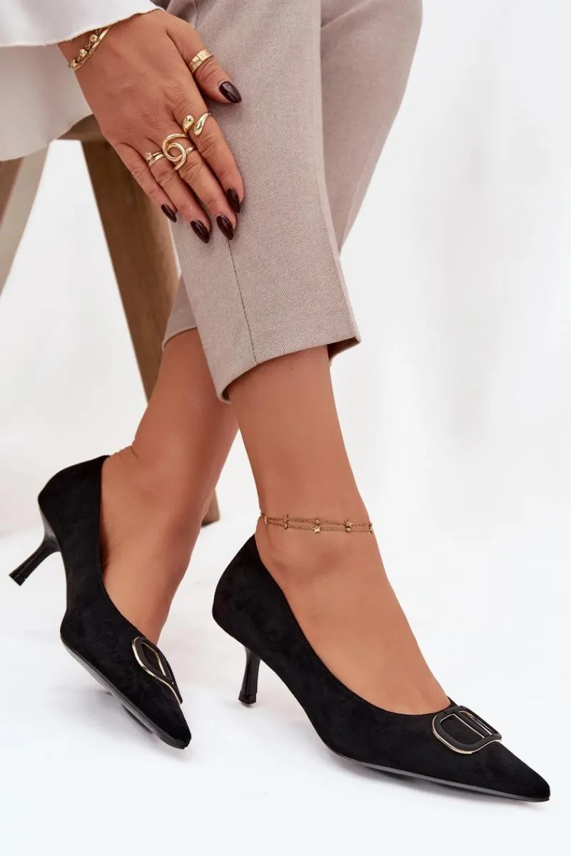 Online Boto Szpilki Damskie Z Ozdobnym Detalem Czarne Amelora Czarny