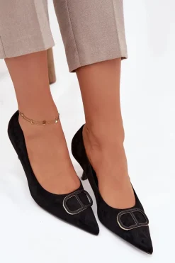 Online Boto Szpilki Damskie Z Ozdobnym Detalem Czarne Amelora Czarny