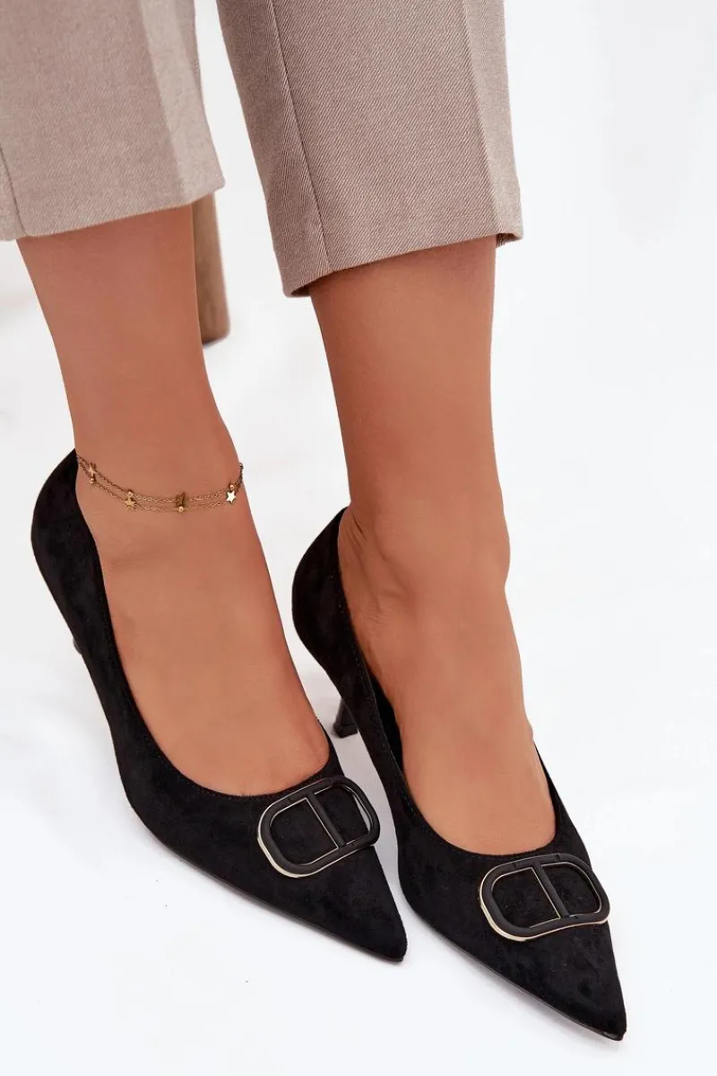 Online Boto Szpilki Damskie Z Ozdobnym Detalem Czarne Amelora Czarny