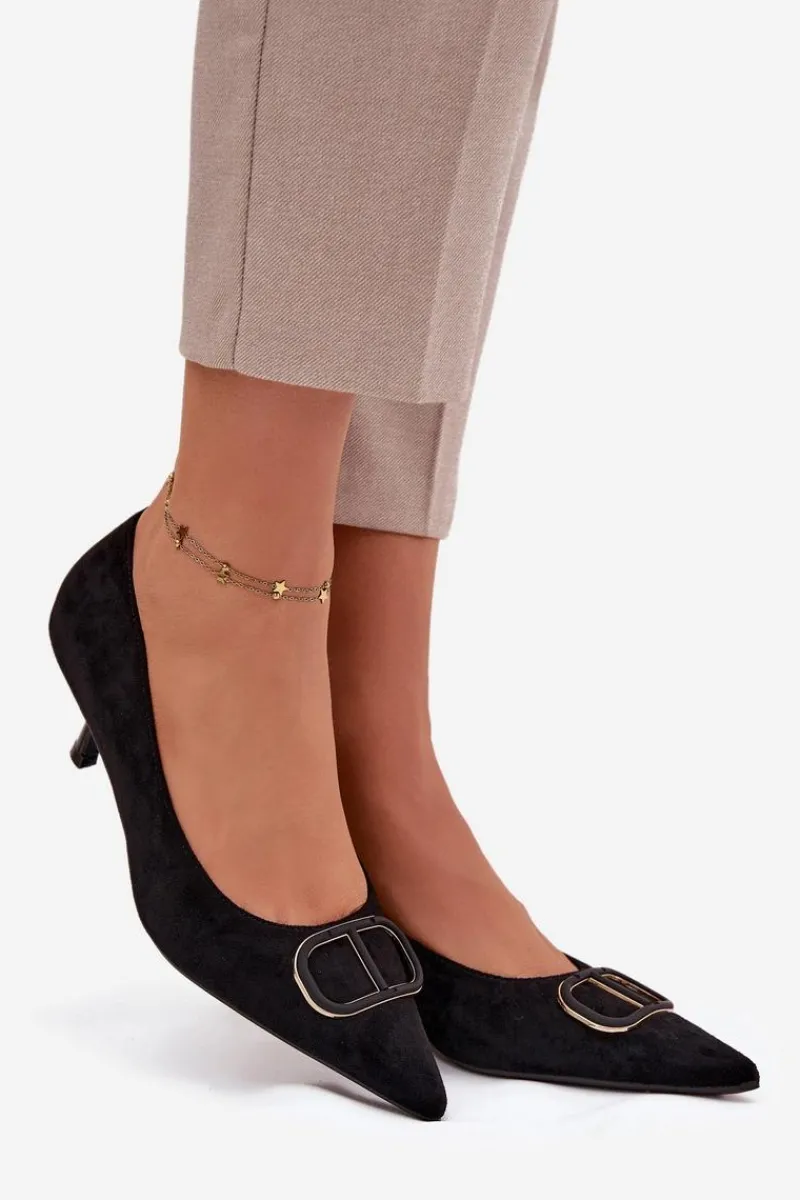 Online Boto Szpilki Damskie Z Ozdobnym Detalem Czarne Amelora Czarny