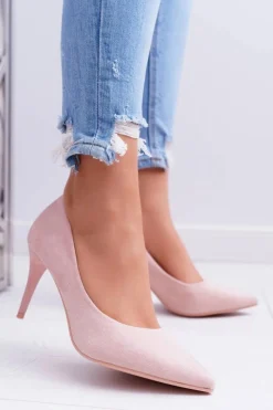 Best Boto Szpilki Damskie Zamszowe W Szpic Różowe Cream