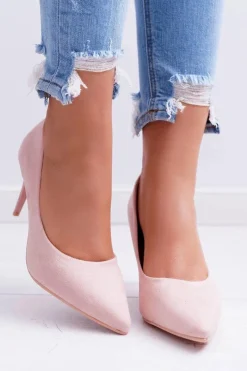 Best Boto Szpilki Damskie Zamszowe W Szpic Różowe Cream