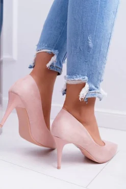 Best Boto Szpilki Damskie Zamszowe W Szpic Różowe Cream