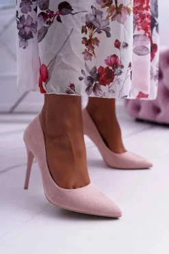 Szpilki Zamszowe>Boto Szpilki Damskie Zamszowe Różowe Yanna