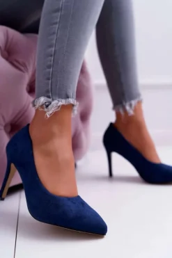 Discount Boto Szpilki Damskie Zamszowe W Szpic Granatowe Kiss Me