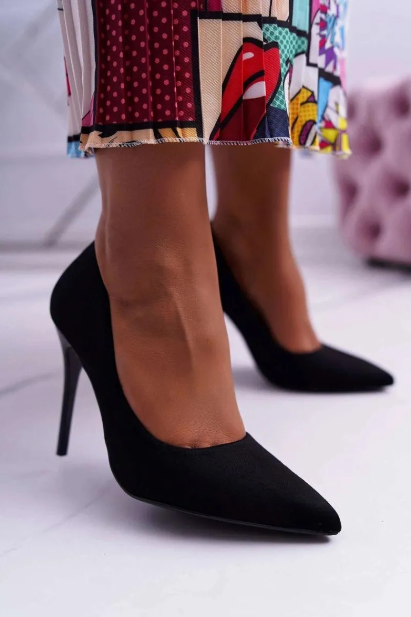 Sale Boto Szpilki Damskie Zamszowe Czarne Yanna