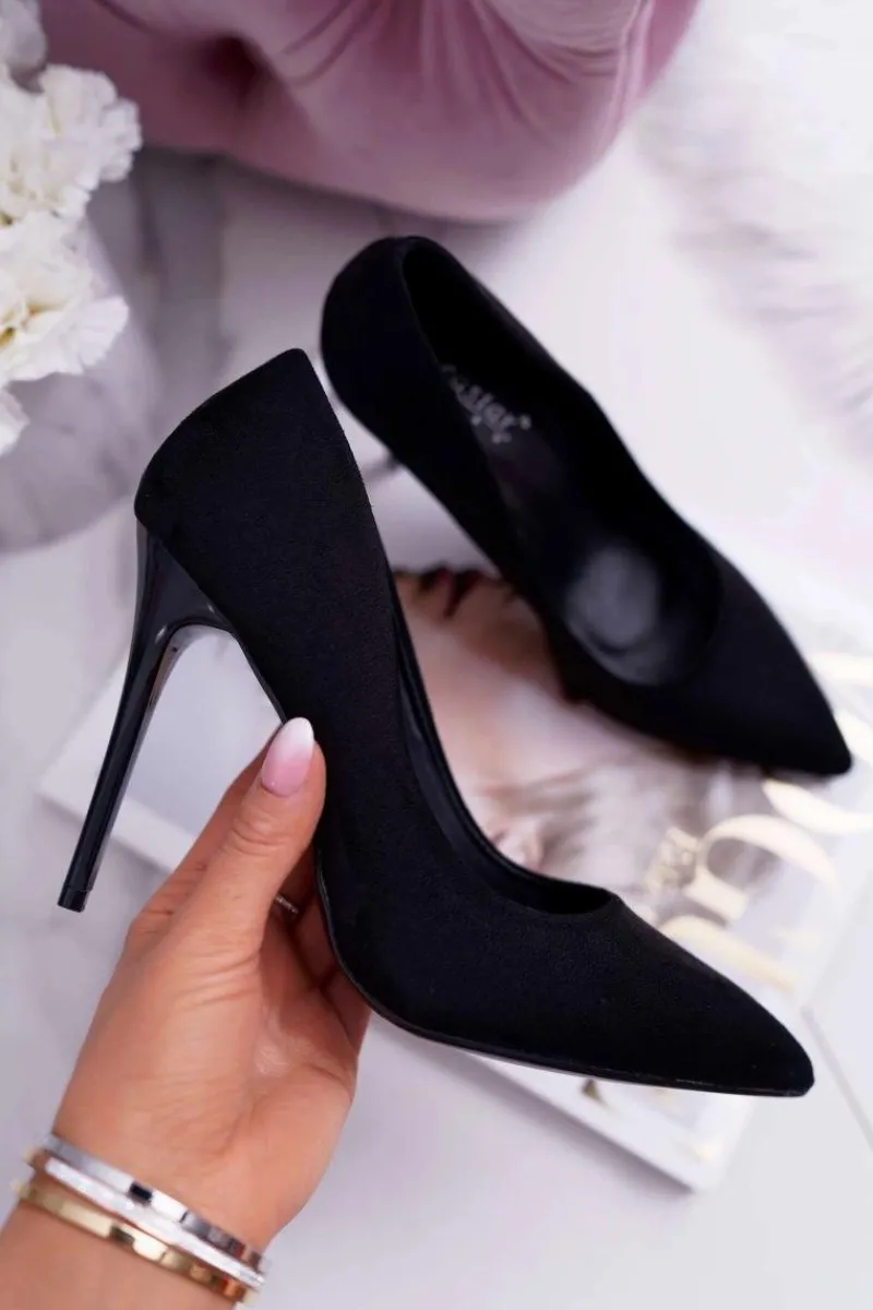 Sale Boto Szpilki Damskie Zamszowe Czarne Yanna