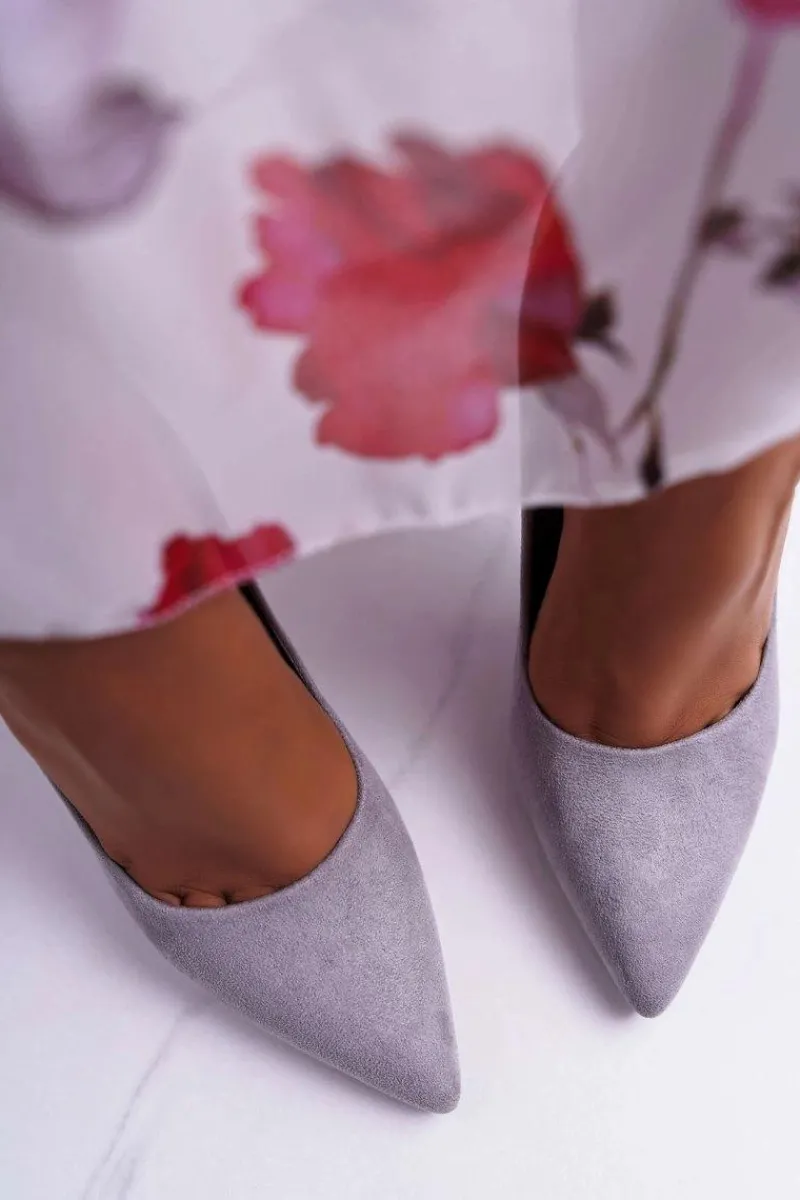 Szpilki Zamszowe>Boto Szpilki Damskie Zamszowe Szare Yanna