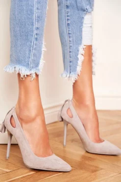 Online Boto Szpilki Damskie Zamszowe W Szpic Szare Leven