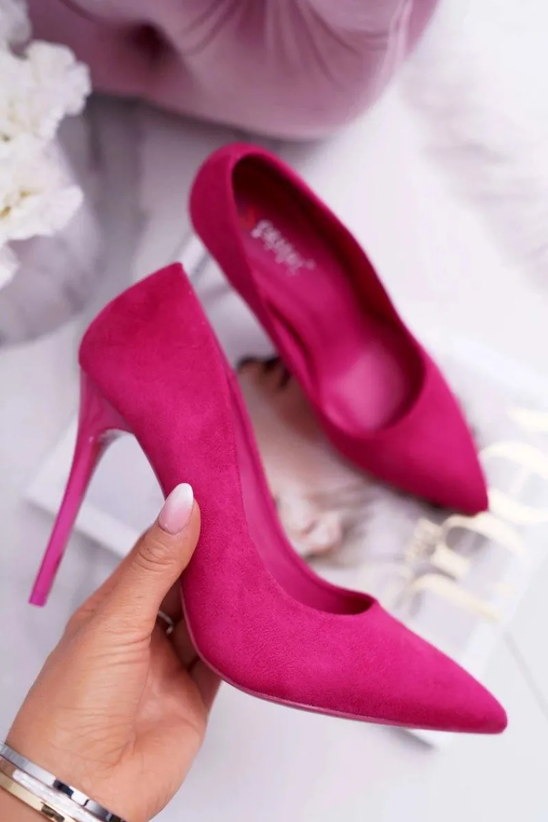 Outlet Szpilki Damskie Zamszowe Fuksja Yanna Damskie Szpilki Zamszowe