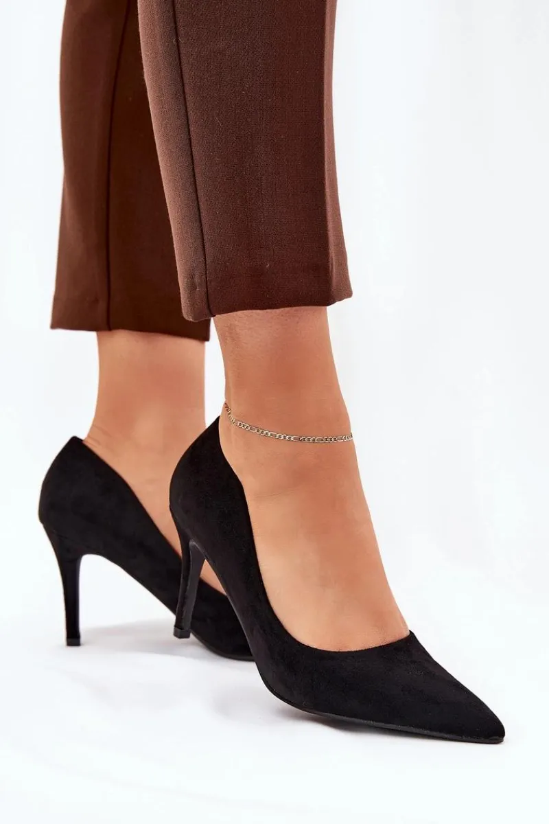 Czółenka Klasyczne>Boto Szpilki Z Eko Zamszu Czarne Vannith