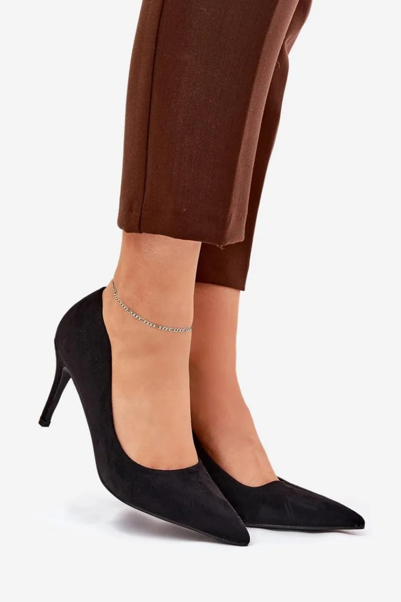 Czółenka Klasyczne>Boto Szpilki Z Eko Zamszu Czarne Vannith