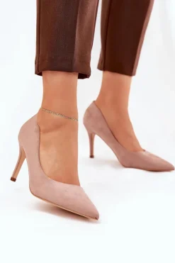 Online Szpilki Z Eko Zamszu Khaki Vannith Damskie Czółenka Klasyczne