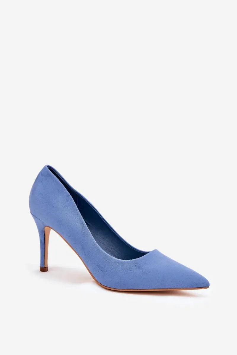 Szpilki Z Eko Zamszu Niebieskie Vannith Damskie Czółenka Klasyczne