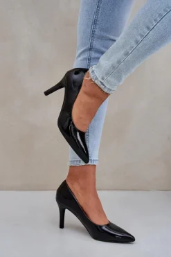 Discount Szpilki Z Lakierowanej Eko Skóry Czarne Sanalitia Damskie Czółenka Klasyczne