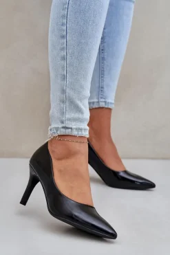 Discount Szpilki Z Lakierowanej Eko Skóry Czarne Sanalitia Damskie Czółenka Klasyczne