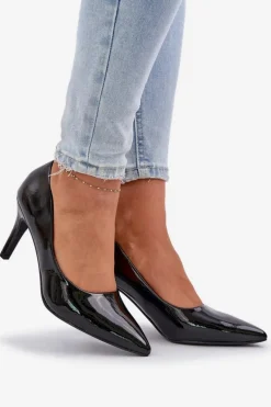 Discount Szpilki Z Lakierowanej Eko Skóry Czarne Sanalitia Damskie Czółenka Klasyczne