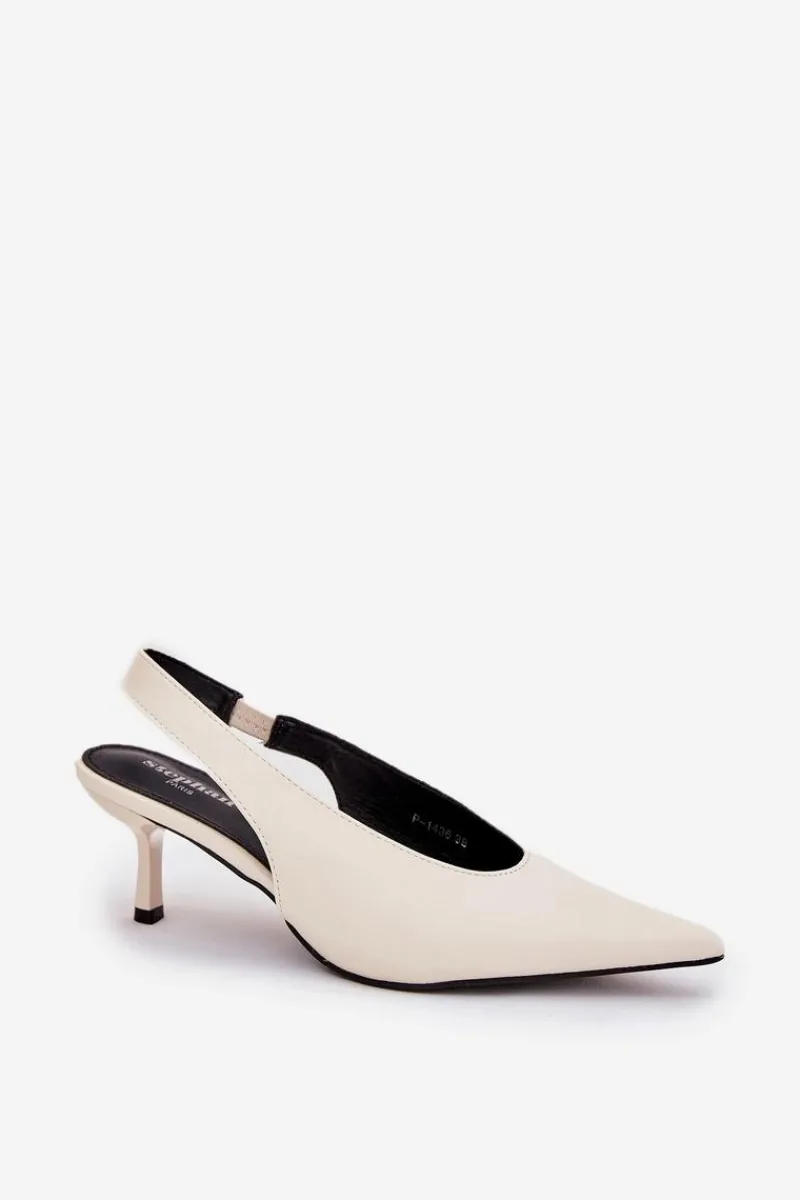 Czółenka Klasyczne>Boto Szpilki Z Odkrytą Piętą Eko Skórzane Ecru Aricandia